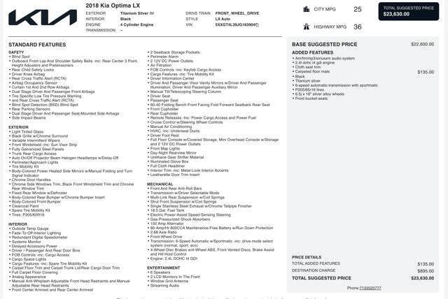 2018 Kia Optima LX