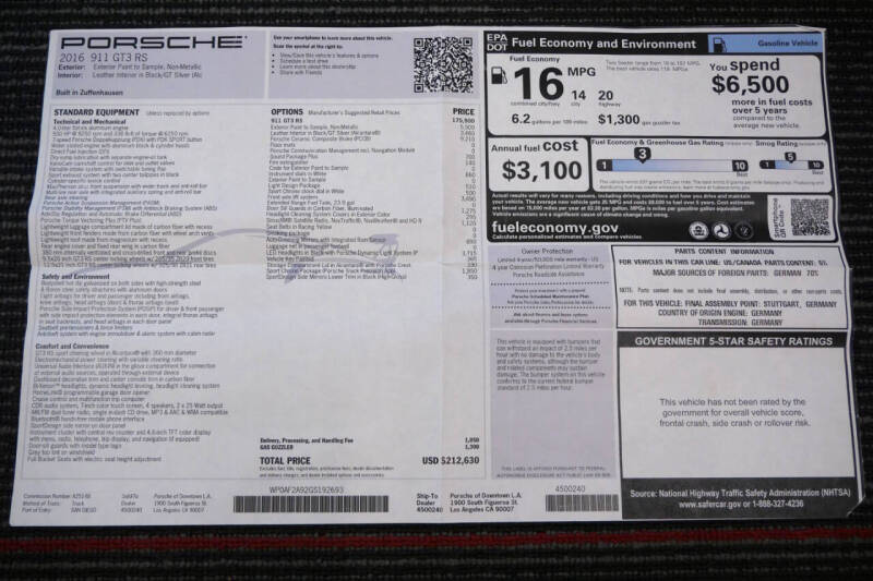 2016 Porsche 911 GT3 RS
