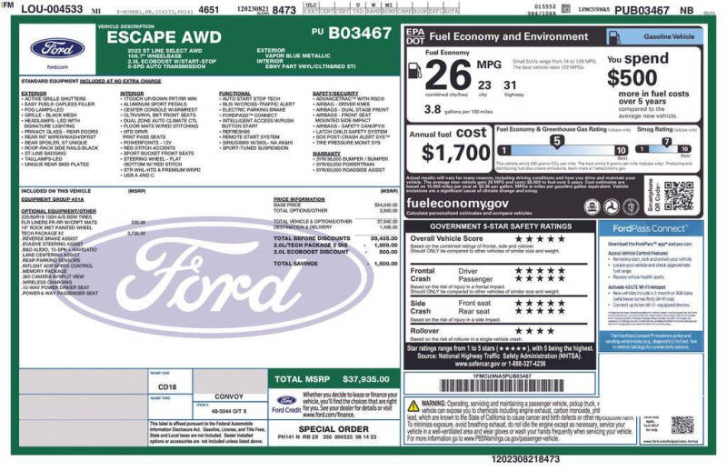 2023 Ford Escape ST-Line Select