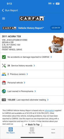 2011 Acura TSX w/Tech