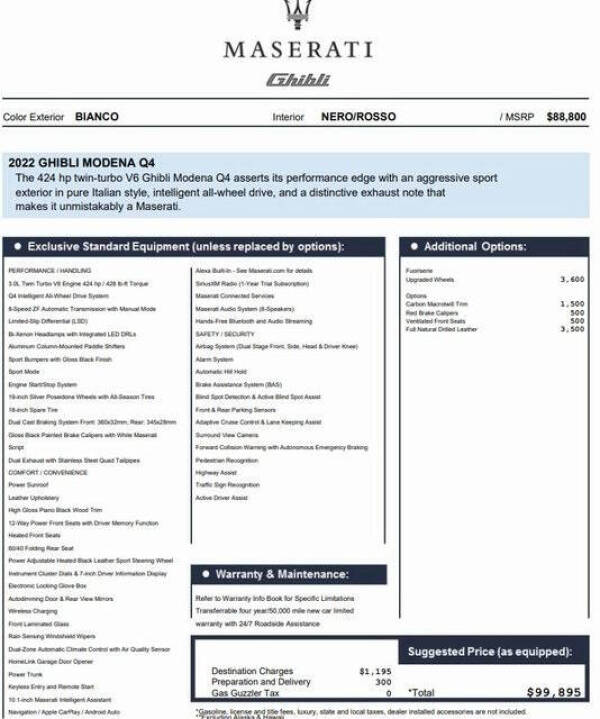 2022 Maserati Ghibli Modena Q4