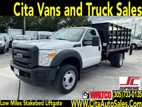 2014 FORD F450 SD 12 FT *FLATBED* *STAKEBED* LIFTGATE FLAT BED for sale at Cita Auto Sales in Medley FL