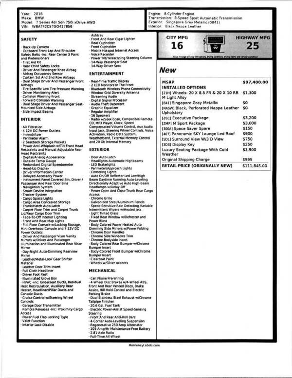 2016 BMW 7 Series 750i xDrive