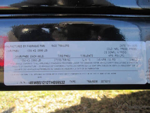 2026 Rice Trailers Single Axle Utility SST8212