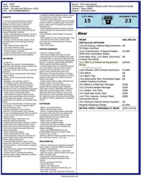 2019 Chevrolet Corvette Z06