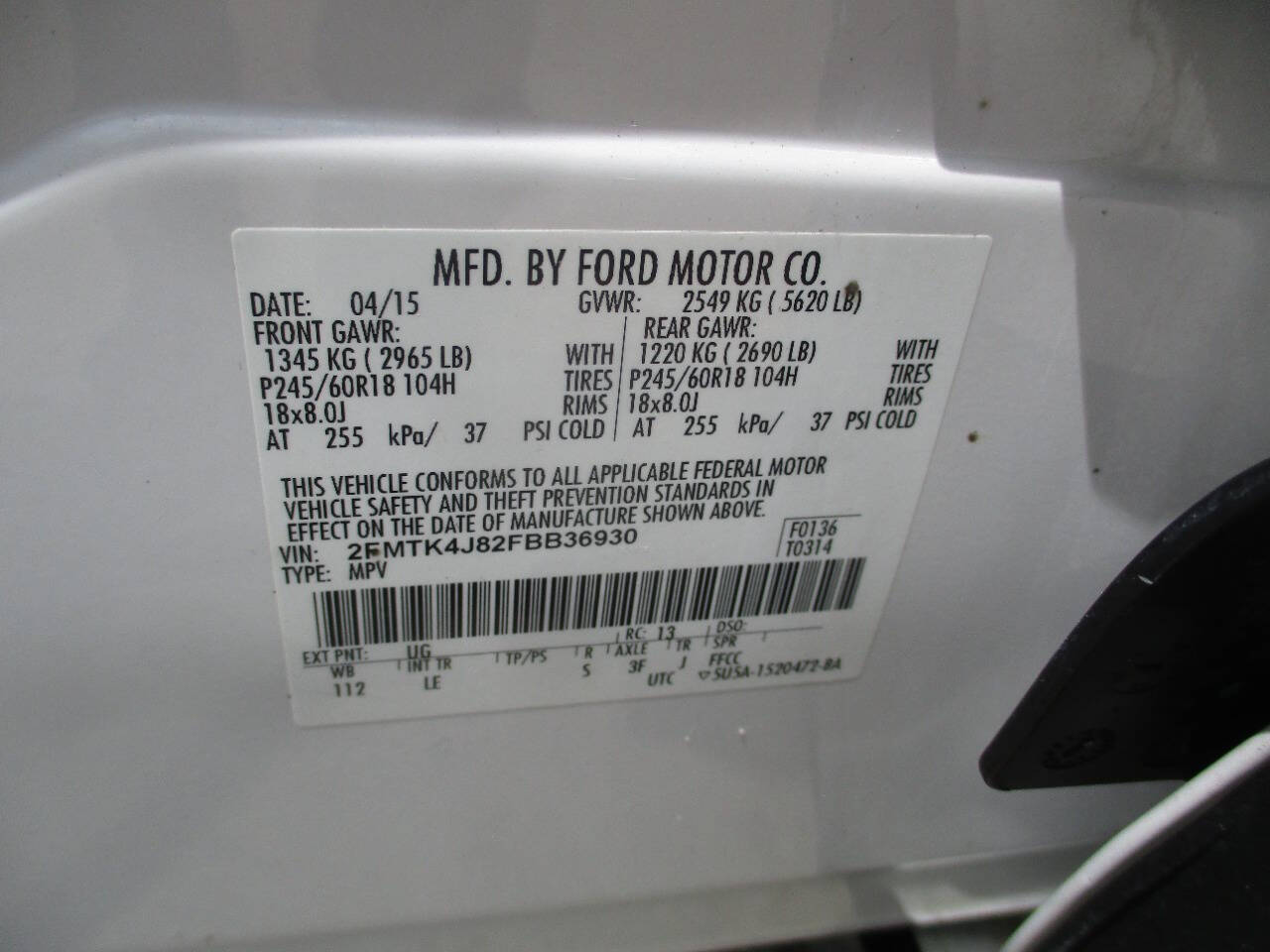 White 2015 Ford Edge SEL AWD SEL 4dr Crossover 63