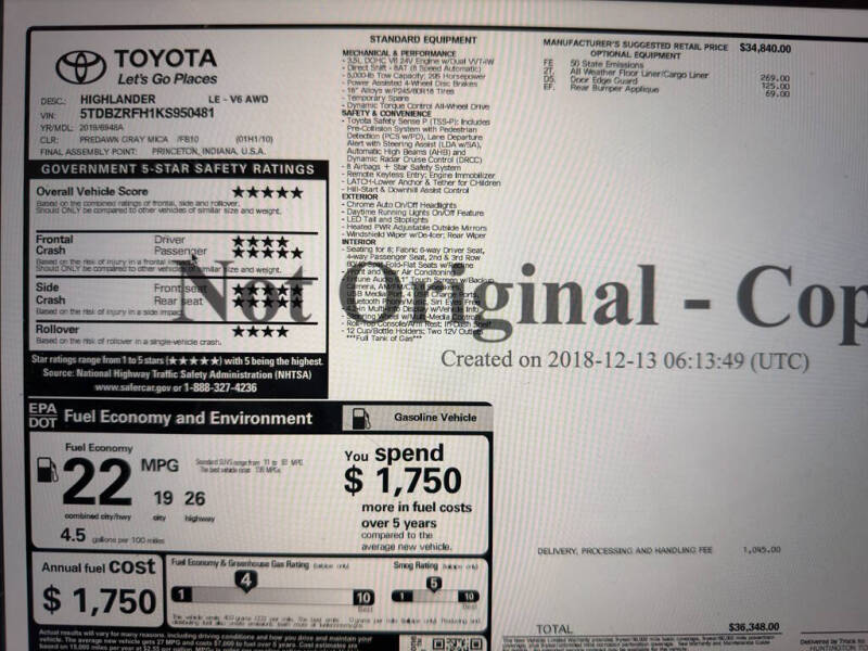 2019 Toyota Highlander LE