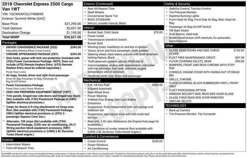 2018 Chevrolet Express 2500