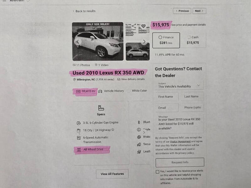 2010 Lexus RX 350