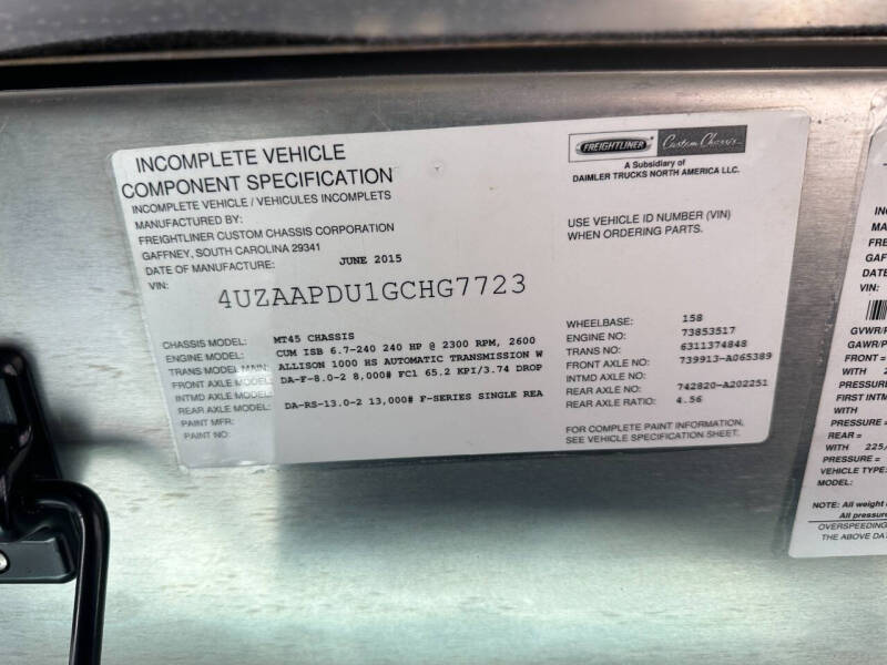 2016 Freightliner MT45 Chassis