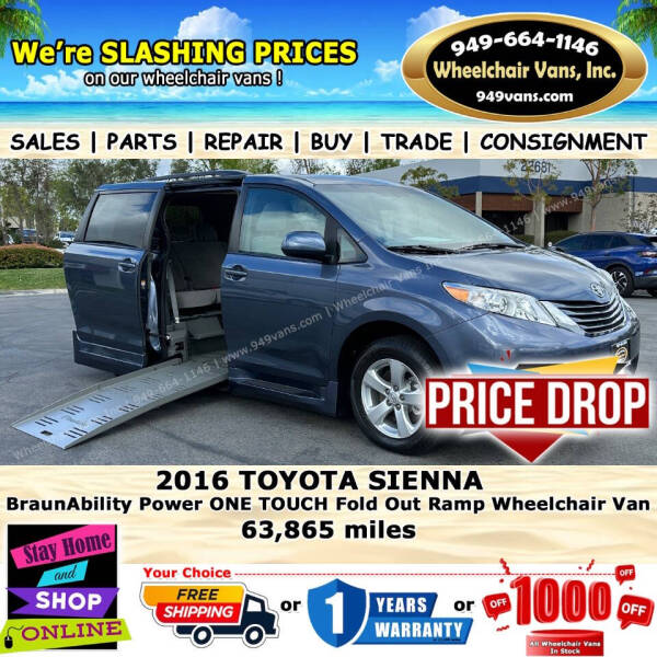 2016 Toyota Sienna for sale at Wheelchair Vans Inc in Laguna Hills CA