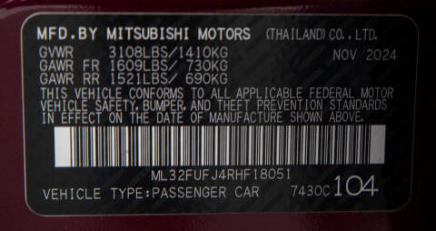 2024 Mitsubishi Mirage G4 ES