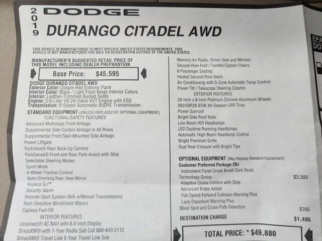 2019 Dodge Durango Citadel