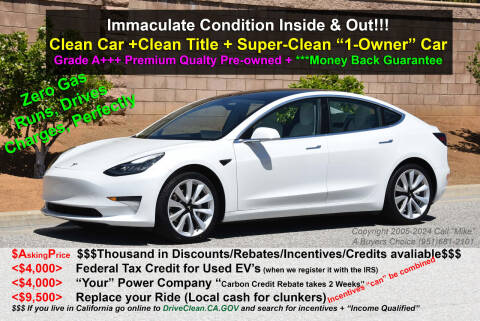 2020 Tesla Model 3 for sale at A Buyers Choice in Jurupa Valley CA