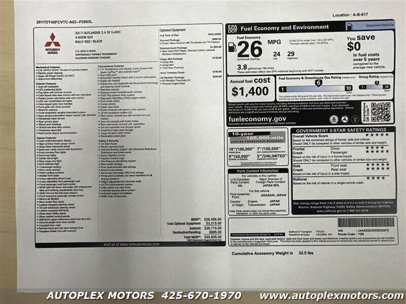 2017 Mitsubishi Outlander SE