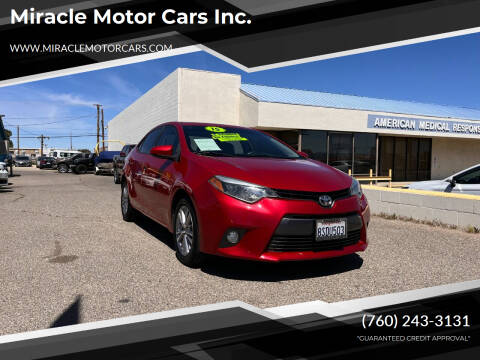 2015 Toyota Corolla for sale at Miracle Motor Cars Inc. in Victorville CA