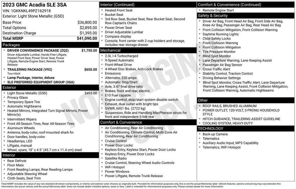 Lt. Brown 2023 GMC Acadia SLE SLE 4dr SUV 1