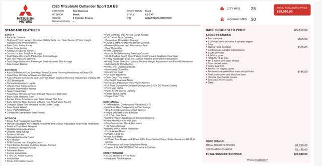 2020 Mitsubishi Outlander Sport