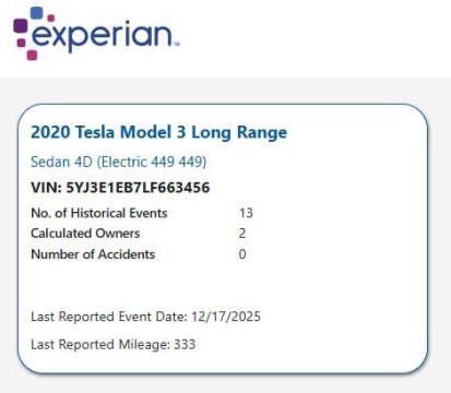 2020 Tesla Model 3 Long Range