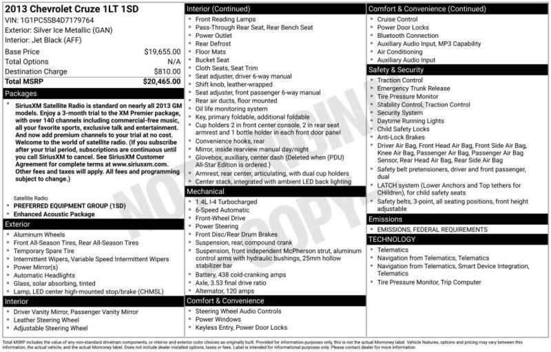 2013 Chevrolet Cruze 1LT Auto