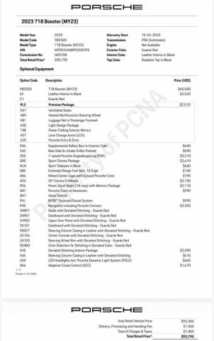 2023 Porsche 718 Boxster