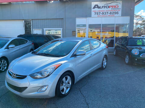 2013 Hyundai Elantra for sale at AutoPro Virginia LLC in Virginia Beach VA