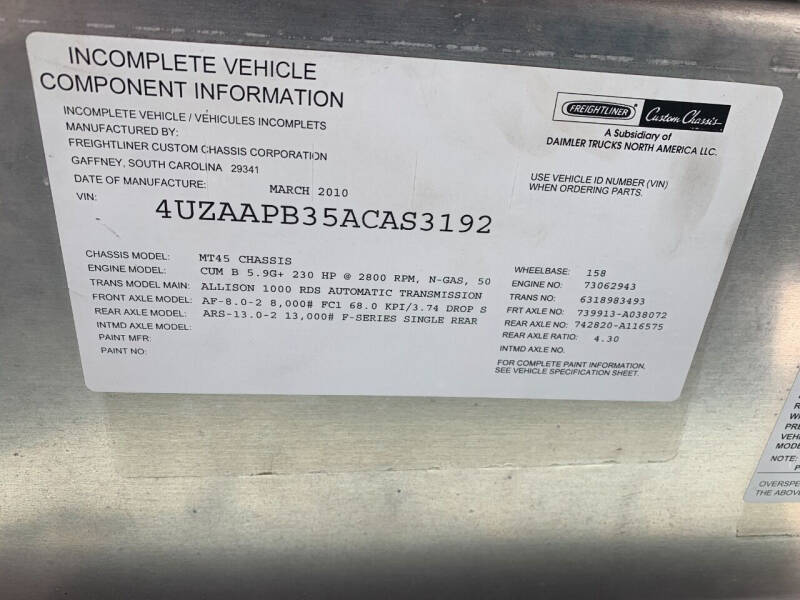 2010 Freightliner MT45 P700 CNG