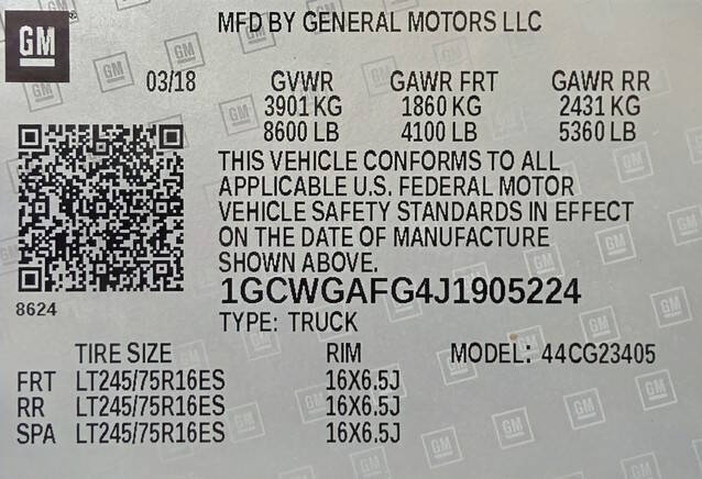 2018 Chevrolet Express 2500