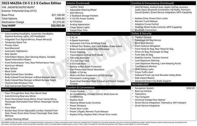 2023 Mazda CX-5 2.5 S Carbon Edition