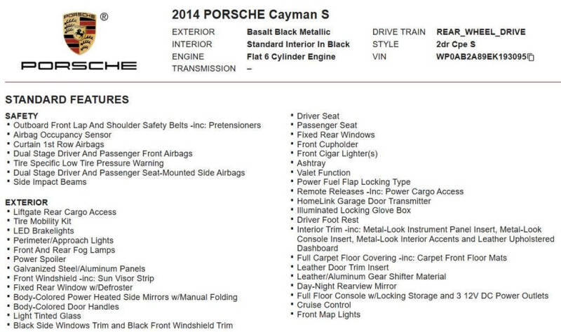 2014 Porsche Cayman S
