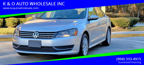 2012 Volkswagen Passat for sale at K & O AUTO WHOLESALE INC in Jacksonville FL