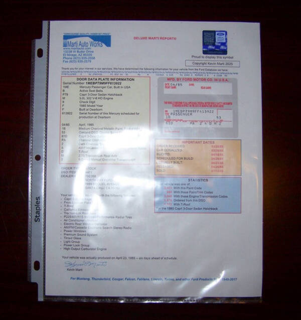 1985 Mercury Capri RS