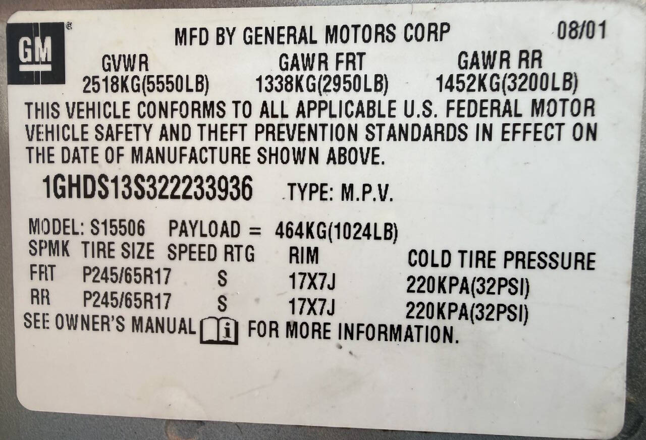 Champagne 2002 Oldsmobile Bravada Base 2WD 4dr SUV 28