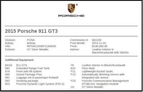 2015 Porsche 911 GT3