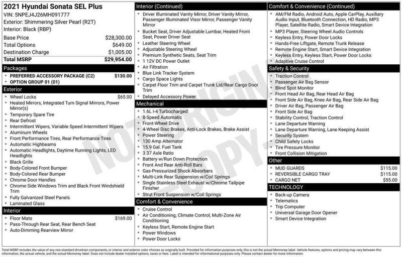 2021 Hyundai Sonata SEL Plus