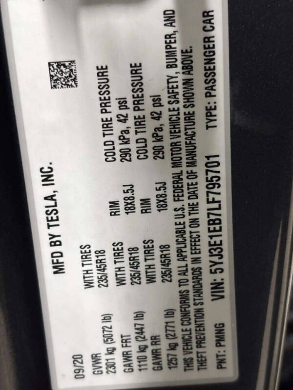 2020 Tesla Model 3 Long Range