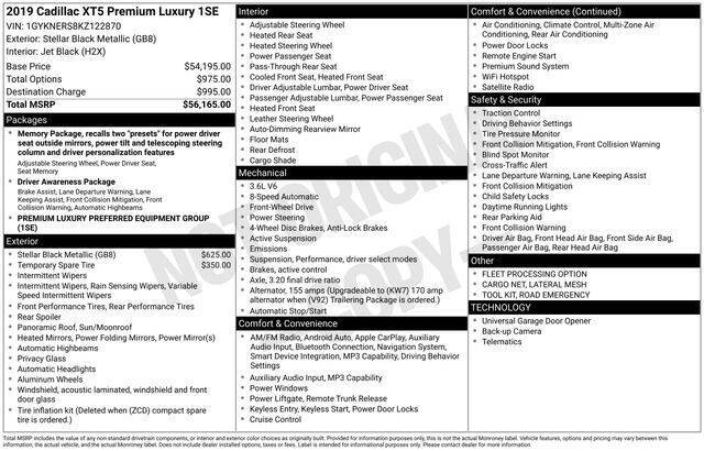 2019 Cadillac XT5 Premium Luxury