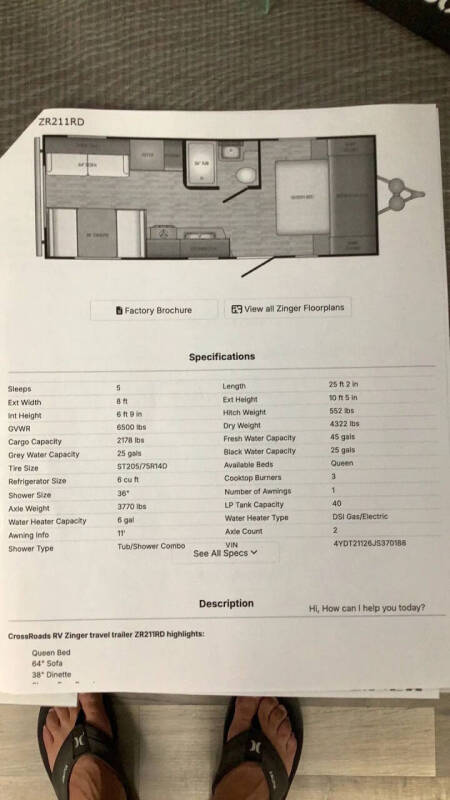2018 Crossroads RV Zinger