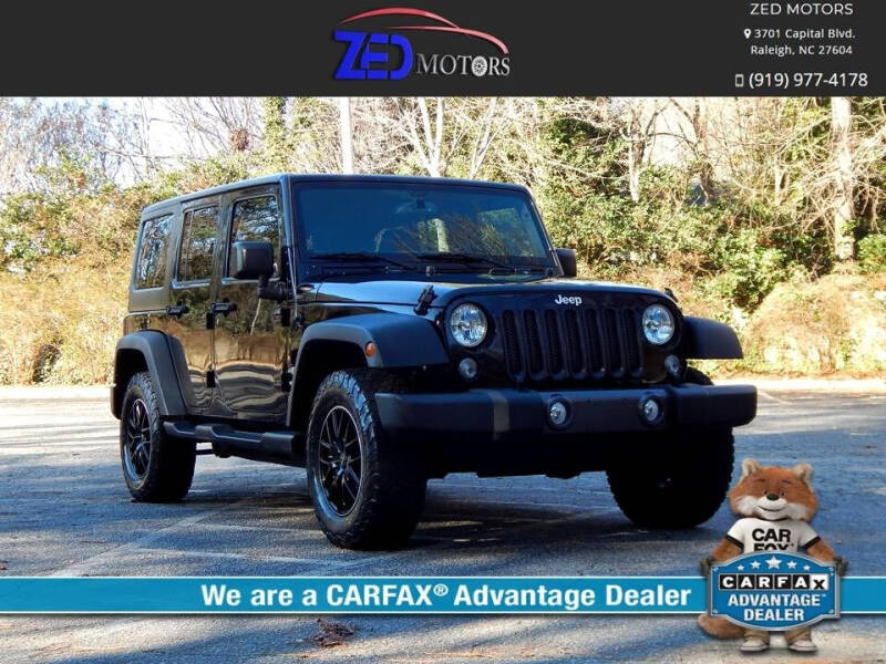 2015 Jeep Wrangler Unlimited for sale at Zed Motors in Raleigh NC