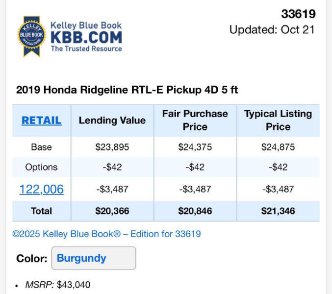 2019 Honda Ridgeline RTL-E