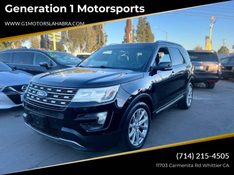 2016 Ford Explorer for sale at Generation 1 Motorsports in Whittier CA