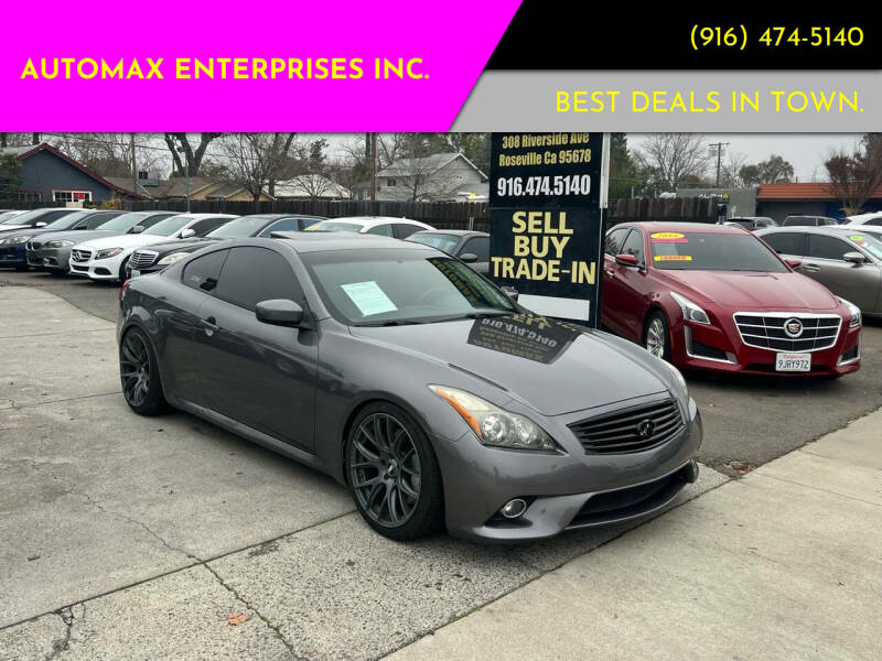 2013 Infiniti G37 Coupe for sale at AUTOMAX ENTERPRISES INC. in Roseville CA