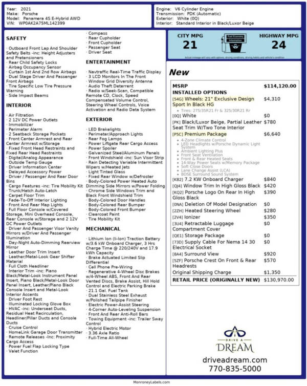 2021 Porsche Panamera 4S E-Hybrid