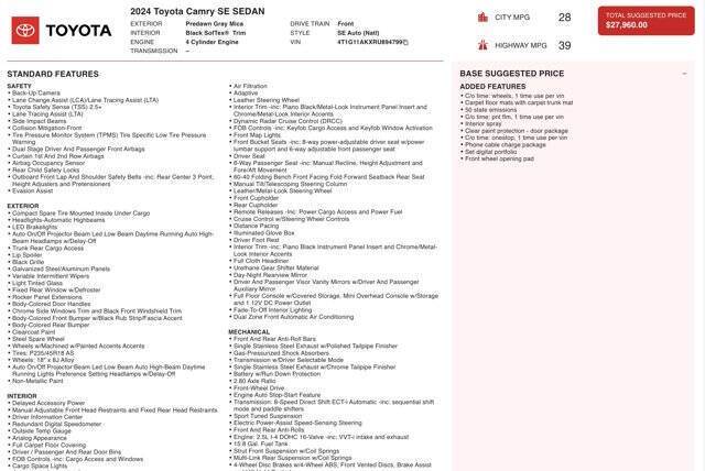 2024 Toyota Camry SE