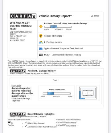 2018 Audi A5 2.0T quattro Premium Plus