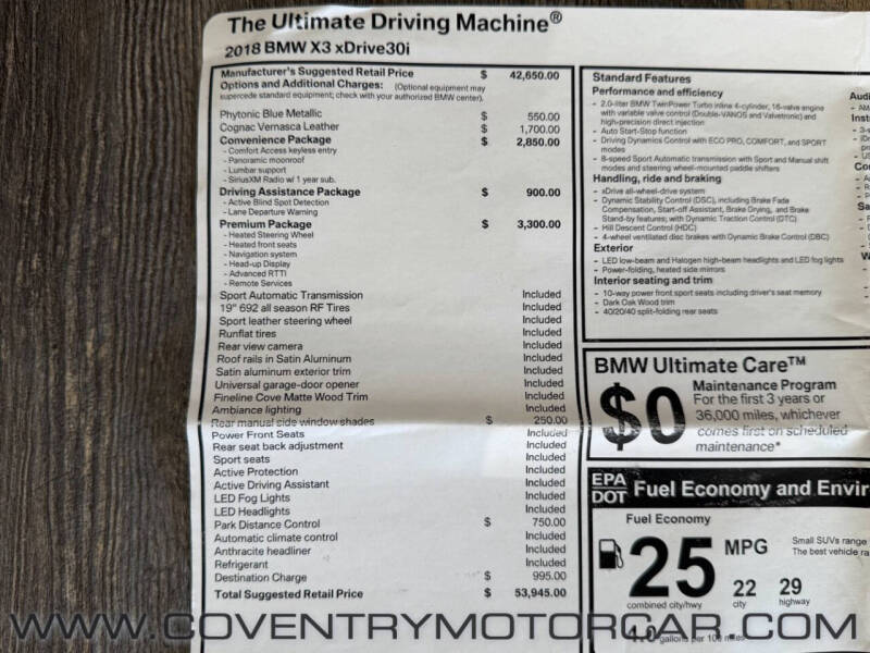 2018 BMW X3 xDrive30i