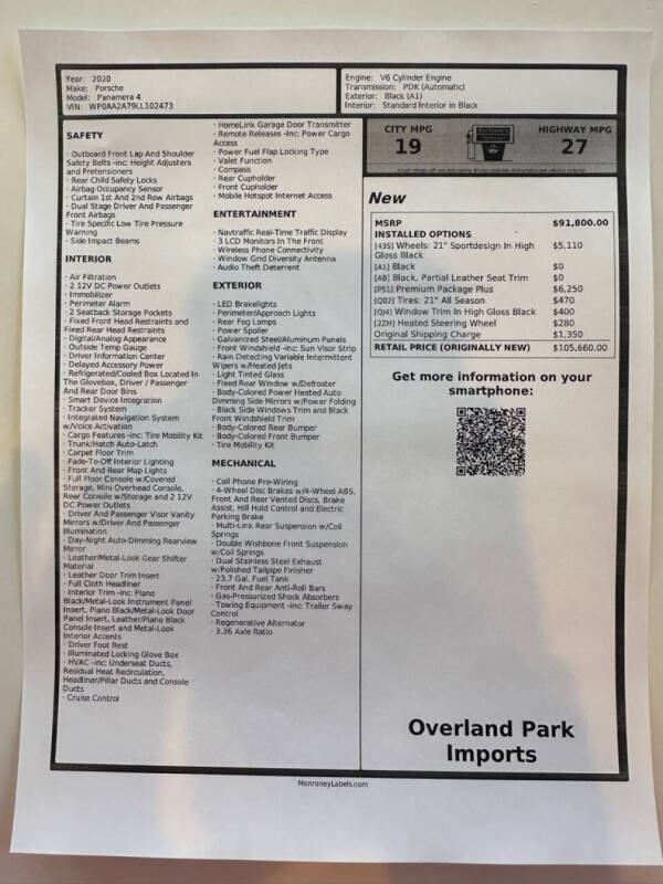 2020 Porsche Panamera 4