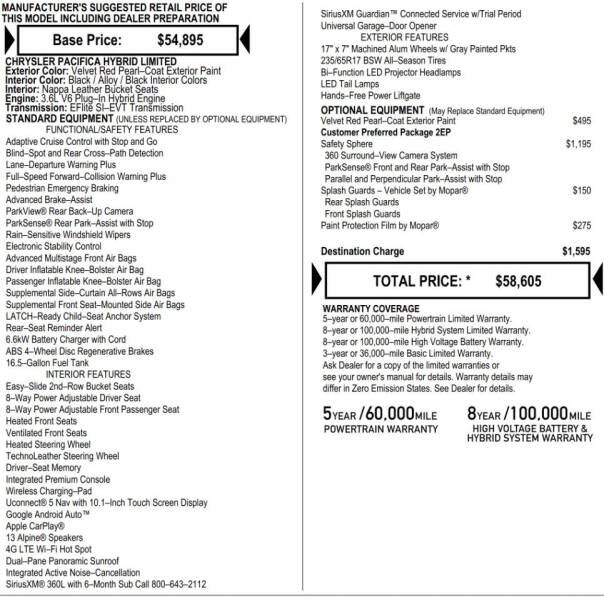 2023 Chrysler Pacifica Plug-In Hybrid Limited