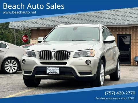 2013 BMW X3 for sale at Beach Auto Sales in Virginia Beach VA
