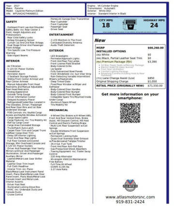 2017 Porsche Cayenne Platinum Edition